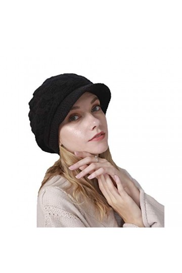 YAMEE Bonnet Femme Hiver Chic à Bord,Casquette Femme Hiver Vintage,Béret Femme Hiver à visière Chapeau Femme Chaud tricoté