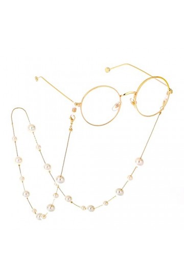 HOOENG Longe de Lunettes chaînes de Lunettes for Femmes Collier en métal perlé Anti-Perte Mode Lunettes Cordon Sangles de Lun