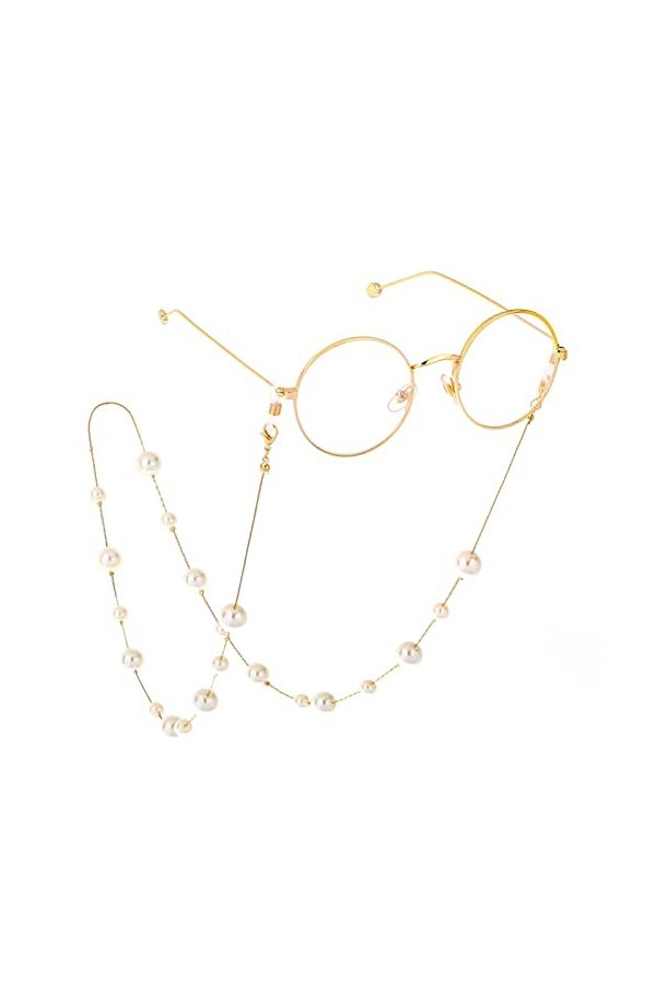 HOOENG Longe de Lunettes chaînes de Lunettes for Femmes Collier en métal perlé Anti-Perte Mode Lunettes Cordon Sangles de Lun
