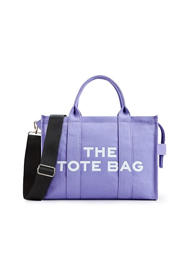 YILCER Sac Fourre-Tout en Toile pour Femme Grand Sac à Main Cabas Sac à Bandoulière en Toile avec Fermeture Éclair pour les V