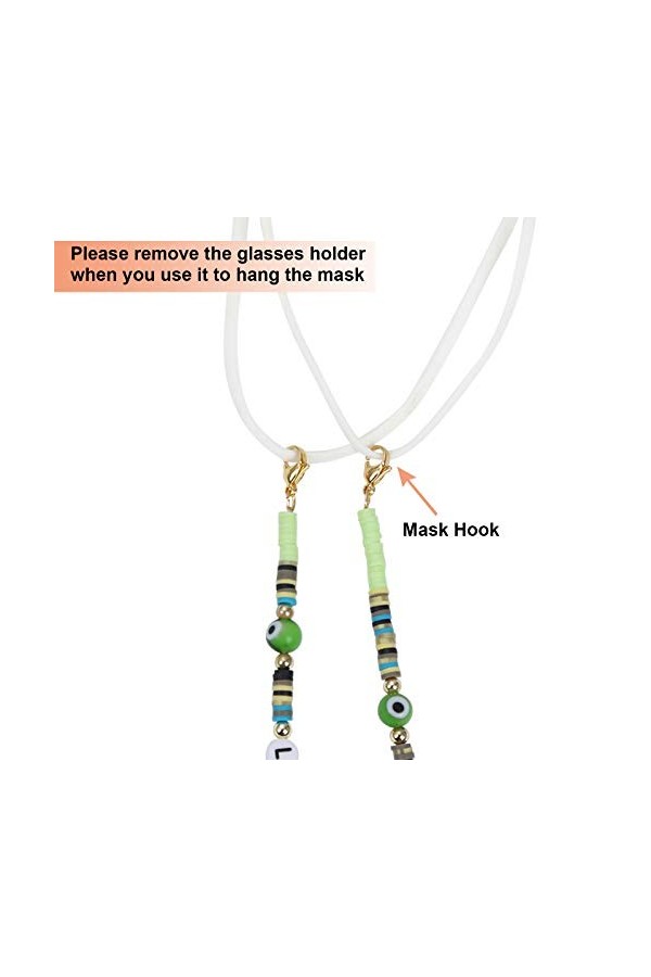 UENTIP Lanière multifonction pour masque de visage, chaîne de lunettes, collier avec perles et sangle de bracelet anti-perte 