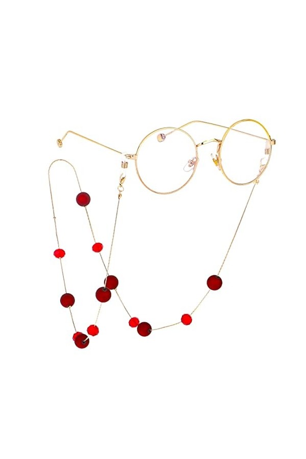 HOOENG Longe de Lunettes chaînes de Lunettes for Femmes Rouge perlé Masque Facial Longe chaînes de Mode Lunettes chaîne Porte