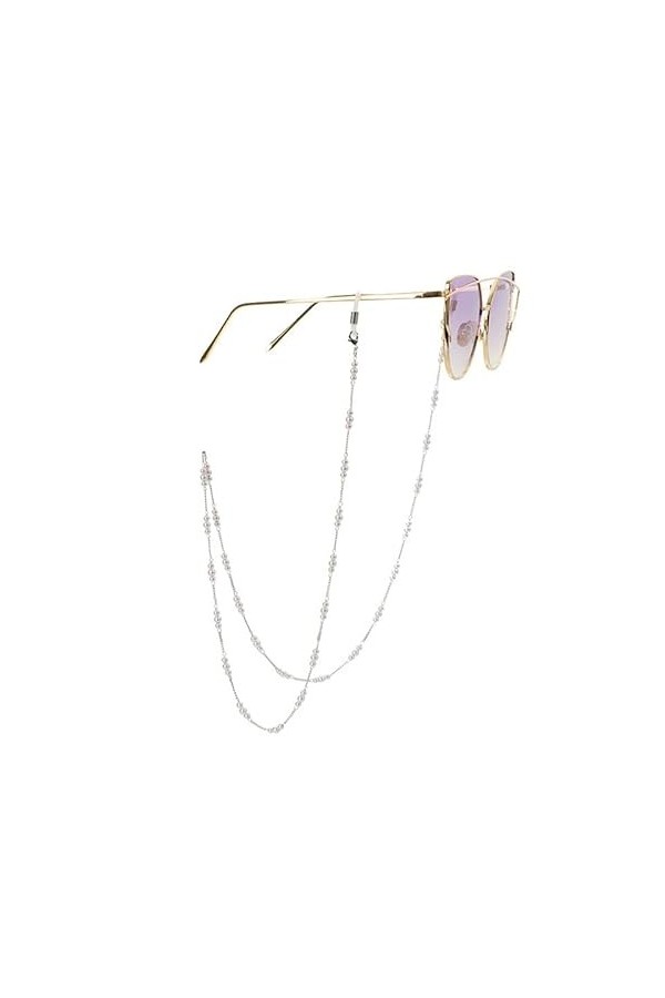 DNLKWGO Chaîne de lunettes de soleil tendance pour femme, Argenté., taille unique