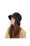 Femme Bob Chapeau de Pêcheur Hiver en Laine Chic Chapeau Melon Cloche Peluche Chaud Chapeau de Seau Gavroche Automne Chapeau 