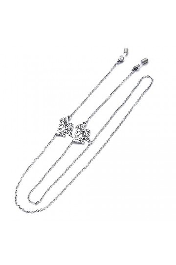 DNLKWGO Chaîne de retenue de lunettes de lecture pour femme, Argenté, taille unique