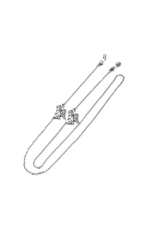 DNLKWGO Chaîne de retenue de lunettes de lecture pour femme, Argenté, taille unique