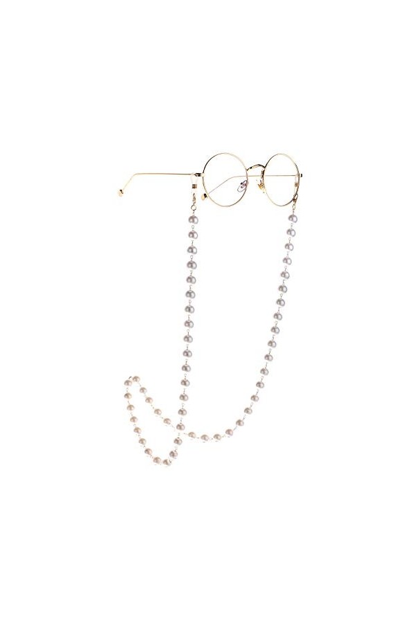 DNLKWGO Chaîne de lunettes tendance en perles pour lunettes de lecture pour femmes et filles, doré, taille unique