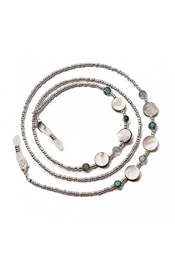 DNLKWGO Élégantes chaînes de lunettes pour femme - Style coquillage et cristal, Argenté., taille unique