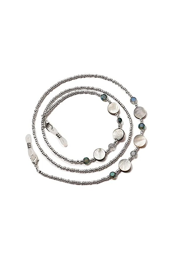 DNLKWGO Élégantes chaînes de lunettes pour femme - Style coquillage et cristal, Argenté., taille unique