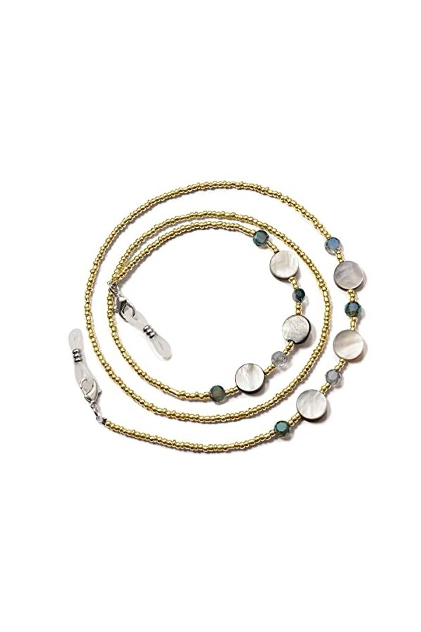 DNLKWGO Élégantes chaînes de lunettes pour femme - Style coquillage et cristal, Argenté., taille unique