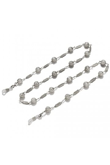 DNLKWGO Élégante chaîne de lunettes avec boules de cristal pour femme et fille, Y-blanc., taille unique