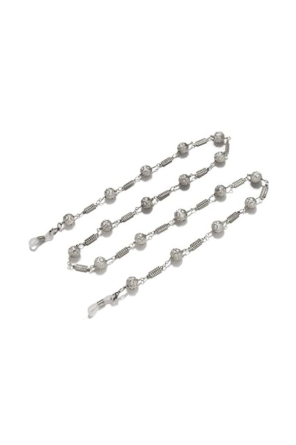 DNLKWGO Élégante chaîne de lunettes avec boules de cristal pour femme et fille, Y-blanc., taille unique