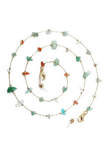 DNLKWGO Lanière de lunettes en cristal naturel tendance pour femme et fille, multicolore, taille unique