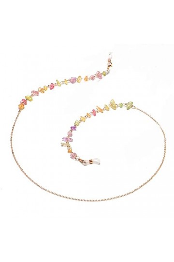 DNLKWGO Chaîne de lunettes de soleil en pierre naturelle colorée pour femme, doré, taille unique