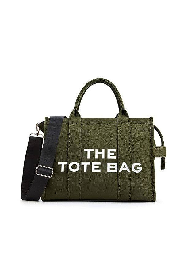 YILCER Sac Fourre-Tout en Toile pour Femme Grand Sac à Main Cabas Sac à Bandoulière en Toile avec Fermeture Éclair pour les V