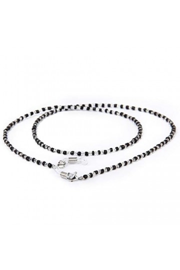 Uonlytech Collier de perles en cristal - 60 cm - Pour lunettes de soleil, lunettes de soleil, collier - Noir et transparent, 