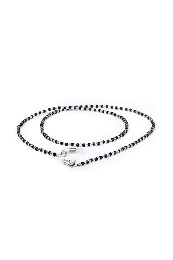 Uonlytech Collier de perles en cristal - 60 cm - Pour lunettes de soleil, lunettes de soleil, collier - Noir et transparent, 