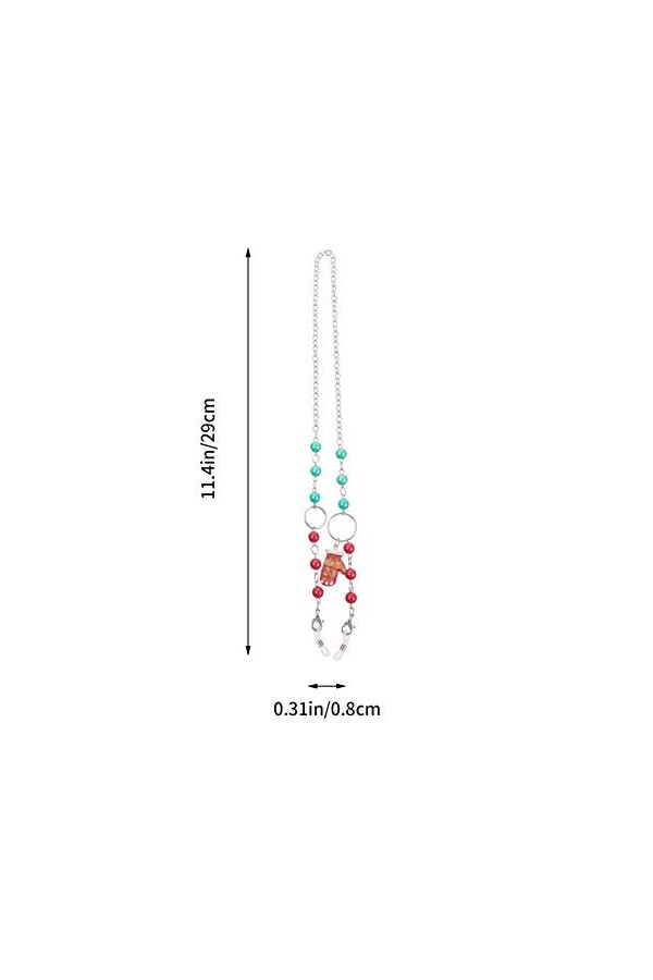 1 Chaîne De Lunettes De Noël Cordon Facial Avec Clips Collier De Chaîne De Verre De Lunettes De Soleil Sangle Dextension De 