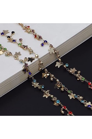 HOOENG Lunettes Sangle Lunettes chaînes for Femmes coloré Strass Anti-dérapant Masque chaînes élégant Support chaînes Lunette