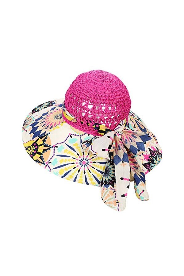 Femme Chapeau de Paille Pliable Chapeau de Soleil Plage Large Bord UPF 50+ Chapeau de Panama Élégant Chic Capeline Dété Anti