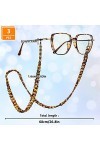 TULEBOLIAN Lot de 3 chaînes de lunettes tendance pour femme, chaîne de lunettes de soleil en acrylique à maillons torsadés, a