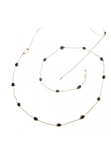 Gyrosphere Lunettes Chaînes De Lunettes for Femmes Collier en Métal Perlé Noir Simple Élégant Cordon De Lunettes Sangles De L