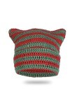 LEJAHAO Y2K Bonnet Chat Femme Hiver Chaude Tricoté Chic Ski Rigolo Chapeau Beanie Rouge