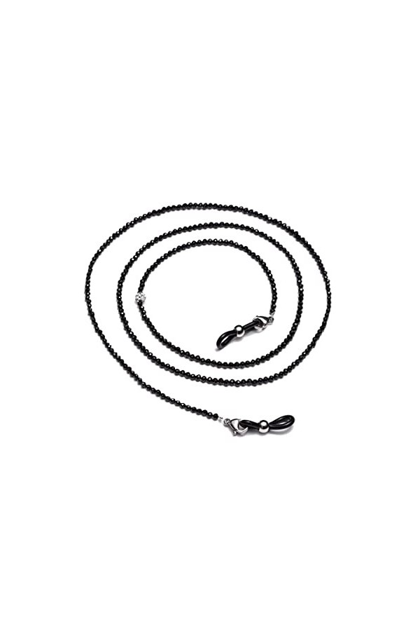 DAVBIR Chaînes de lunettes pour femmes, perles de verre, antidérapantes, élégantes, porte-lunettes Color : Noir, Size : 1 
