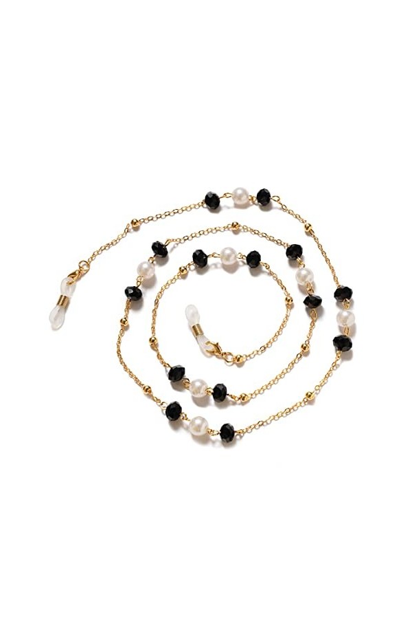DNLKWGO Chaîne de fixation pour lunettes de lecture et lunettes de soleil avec perles pour femme, Argenté, taille unique