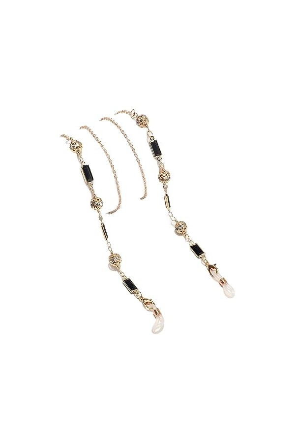 HczIon Chaîne Lunettes 2 Pièces De Lunettes Chaîne Or Noir Carré Lunettes Corde Lunettes Accessoires