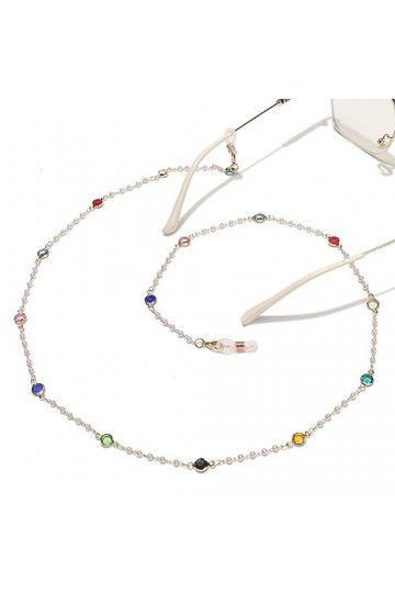 HczIon Chaîne Lunettes 2 Pièces De Vitrail Perle Main Masque Chaîne De Lunettes En Métal