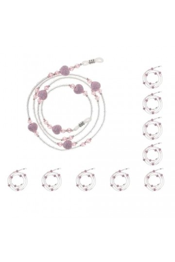 Paowsietiviity Collier avec cordon pour lunettes de soleil Jaune, Lot de 10 rose , 75 cm