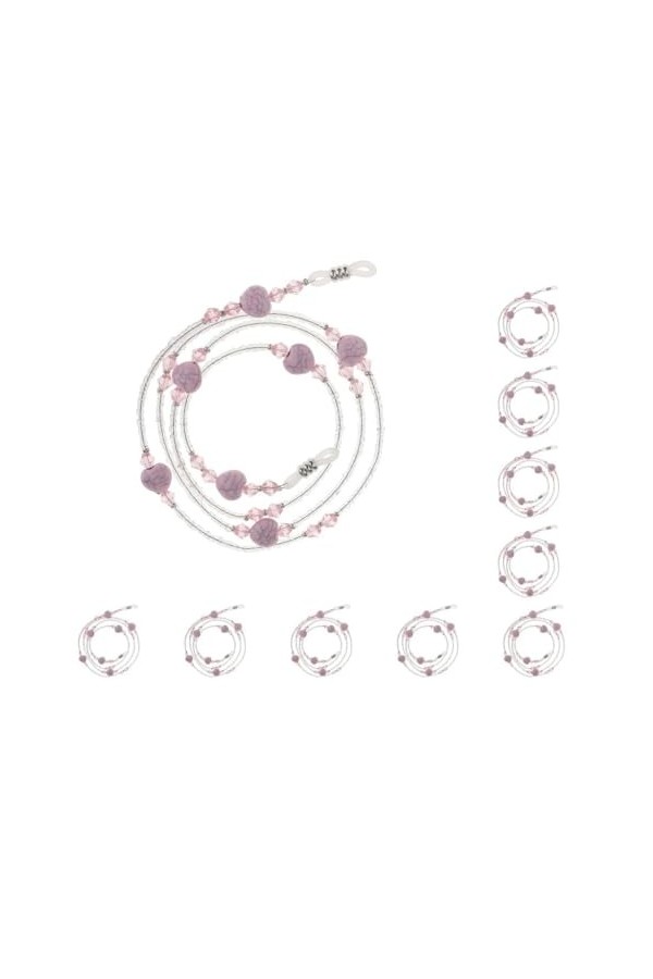 Paowsietiviity Collier avec cordon pour lunettes de soleil Jaune, Lot de 10 rose , 75 cm