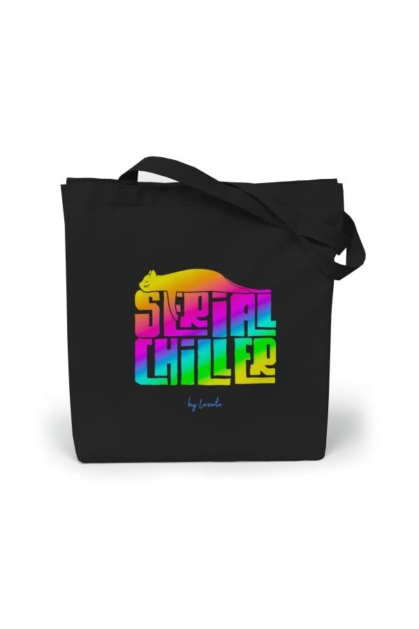 Loxato Tote Bag Noir - Sac en Tissu Noir 35 x 42 x 8 cm - Cabas Femme Tissu - Tote Bag Coton 100% - Sac Fourre Tout Femme en 