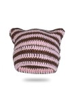 LEJAHAO Y2K Bonnet Chat Femme Hiver Chaude Tricoté Chic Ski Rigolo Chapeau Beanie Rose