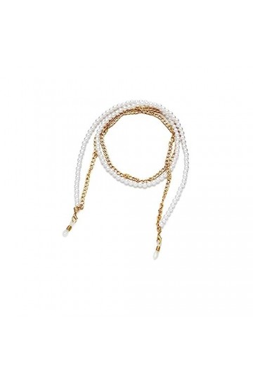 HczIon Chaîne Lunettes 2 Pièces Double Chaîne Perle Lunettes De Soleil Chaîne Lunettes De Soleil En Métal Lanyard Perle Lunet