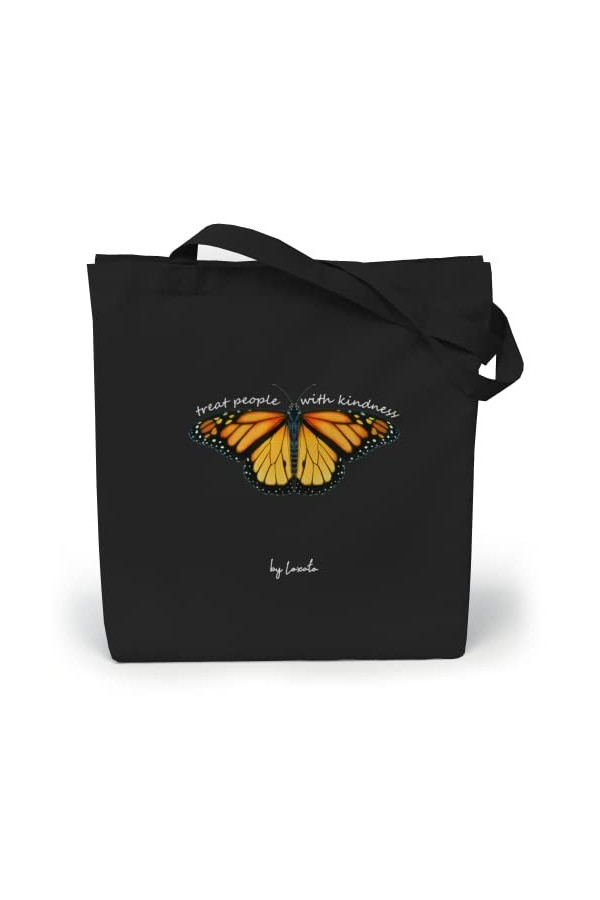 Loxato Tote Bag Noir - Sac en Tissu Noir 35 x 42 x 8 cm - Cabas Femme Tissu - Tote Bag Coton 100% - Sac Fourre Tout Femme en 