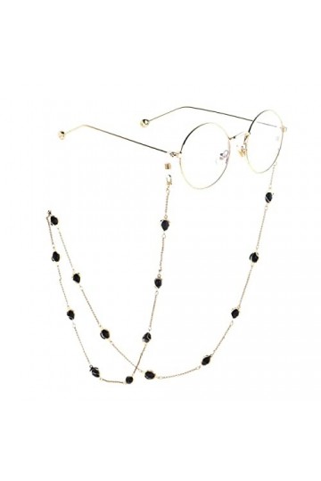 HOOENG Chaînes Lunettes Longe for Femmes Noir Perlé Métal Collier Simple Élégant Lunettes De Soleil Bretelles Lunettes De Ret