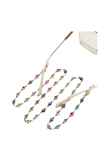 HczIon Chaîne Lunettes 2 Morceaux De Chaîne De Lunettes Colorées,Perles De Verre,Chaîne De Lunettes Faites À La Main,Masque,C