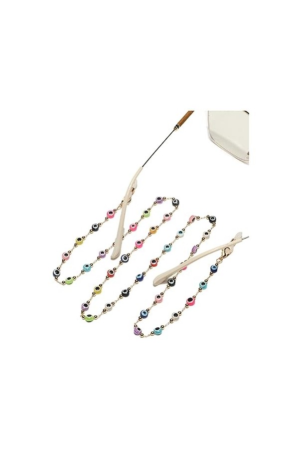 HczIon Chaîne Lunettes 2 Morceaux De Chaîne De Lunettes Colorées,Perles De Verre,Chaîne De Lunettes Faites À La Main,Masque,C