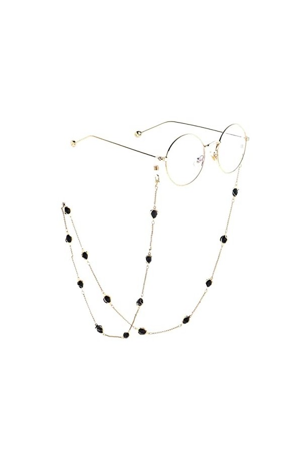 ENLLY Longe Lunettes Chaînes for Femmes Noir Perlé Métal Collier Simple Élégant Porte-Lunettes Chaînes