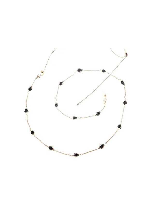 ENLLY Longe Lunettes Chaînes for Femmes Noir Perlé Métal Collier Simple Élégant Porte-Lunettes Chaînes