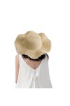 Binjor Chapeau de Soleil en Paille pour Femme Anti UV Chapeau de Paille Randonnée Plage Bonnet de Soleil Pliable Chic De Brou