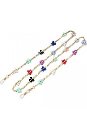 DNLKWGO Chaîne de lunettes de soleil style papillon pour femme, Multicolore, taille unique