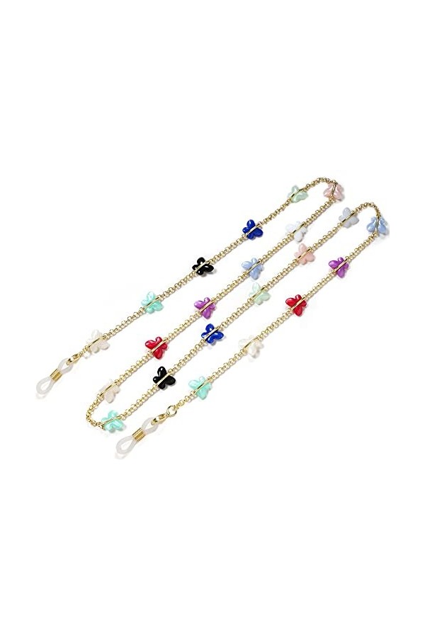 DNLKWGO Chaîne de lunettes de soleil style papillon pour femme, Multicolore, taille unique