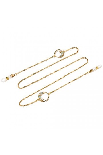 DNLKWGO Chaîne de fixation pour lunettes de soleil avec perles cloutées en diamant pour femme, Vert, taille unique