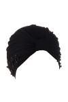 MoreChioce Bonnet Femme Turban,Indien Bandana Élastique Headwrap Chic Chapeau Casquette Head Wrap Cap Foulard Cheveux,Noir + 