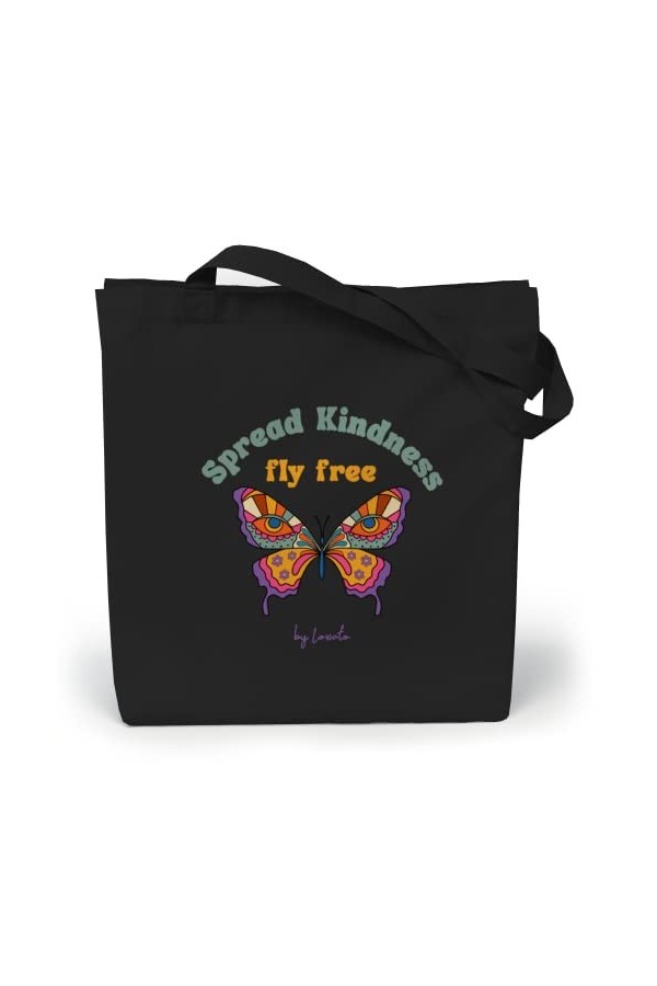 Loxato Tote Bag Noir - Sac en Tissu Noir 35 x 42 x 8 cm - Cabas Femme Tissu - Tote Bag Coton 100% - Sac Fourre Tout Femme en 