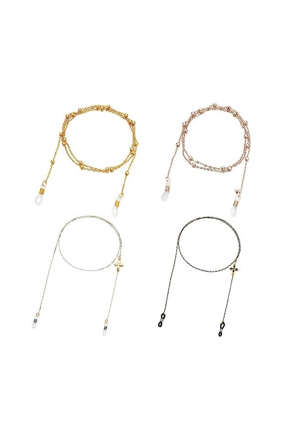 HczIon Chaîne Lunettes Ensemble De Lunettes 4 Pièces Lunettes Chaîne Lunettes Sangle Lunettes De Soleil Lanière Lunettes Sont
