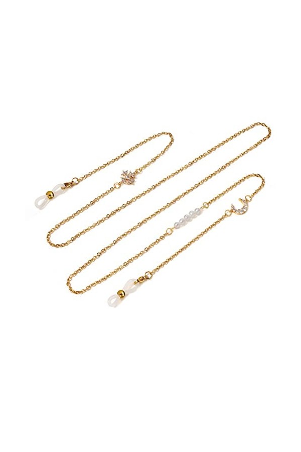 HIJAN Chaînes de Lunettes de Sangle for Femmes Zircon étoiles et chaîne de Cou de Lune Sangles de Lunettes de Soleil élégante